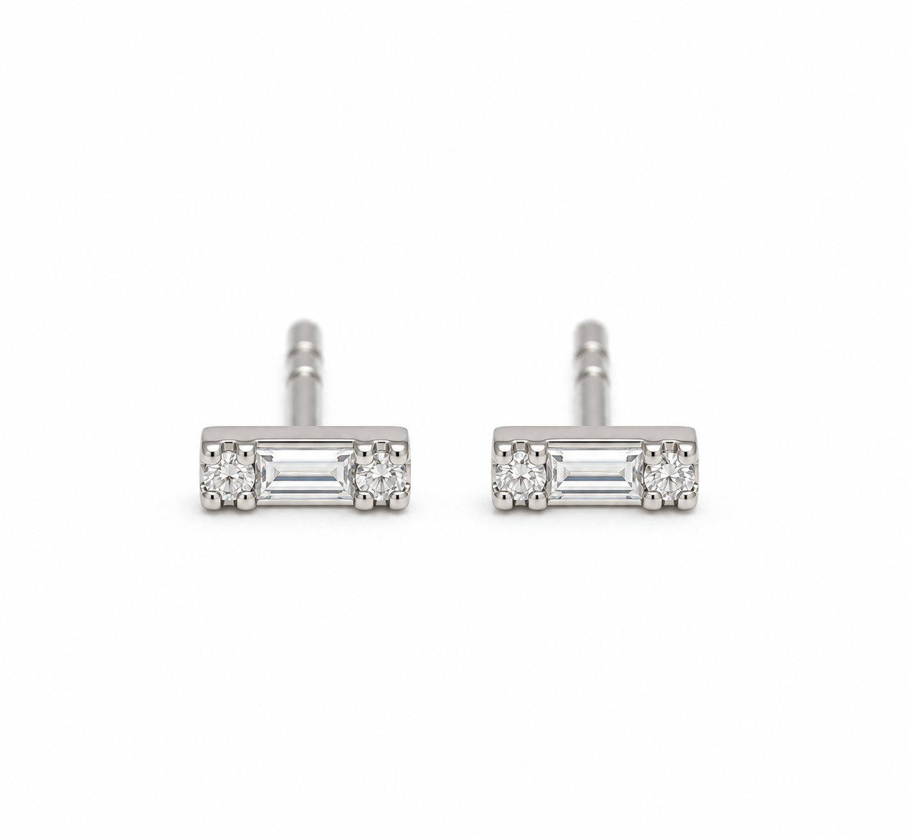 Amazing Grace EARRINGS Tiny Baguette Diamond Studs