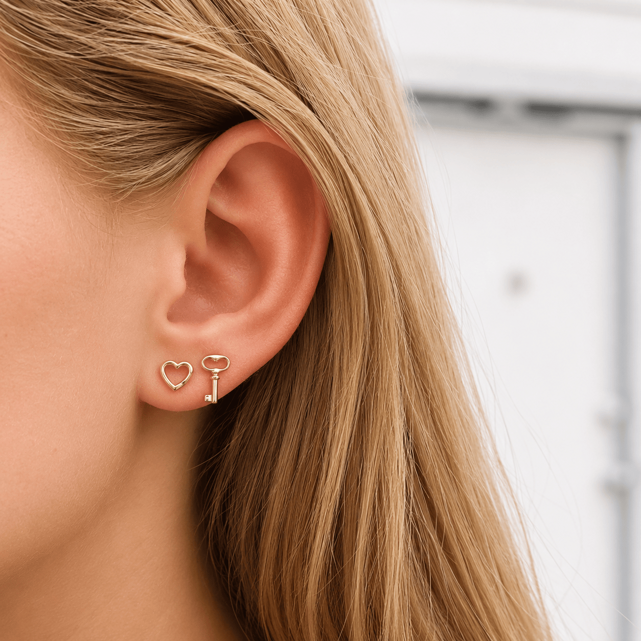 Lee Jones EARRINGS Tiny Gold Key Stud Earrings