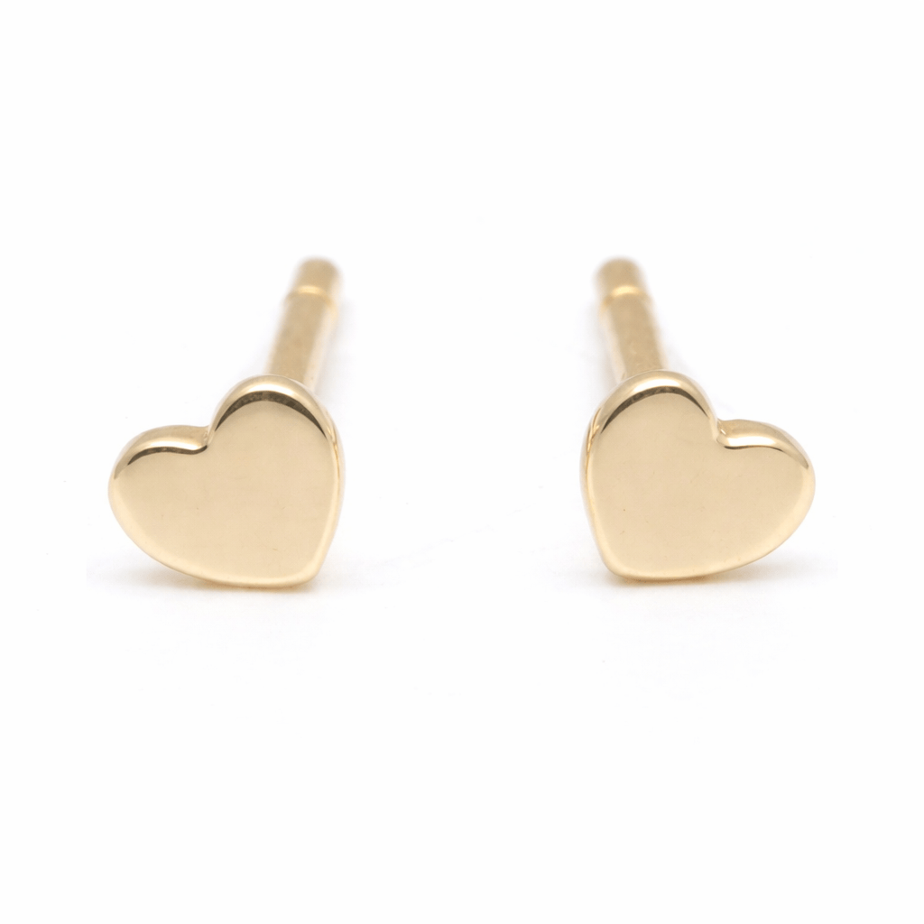 Curated Los Angeles EARRINGS Tiny Yellow Gold Heart Studs
