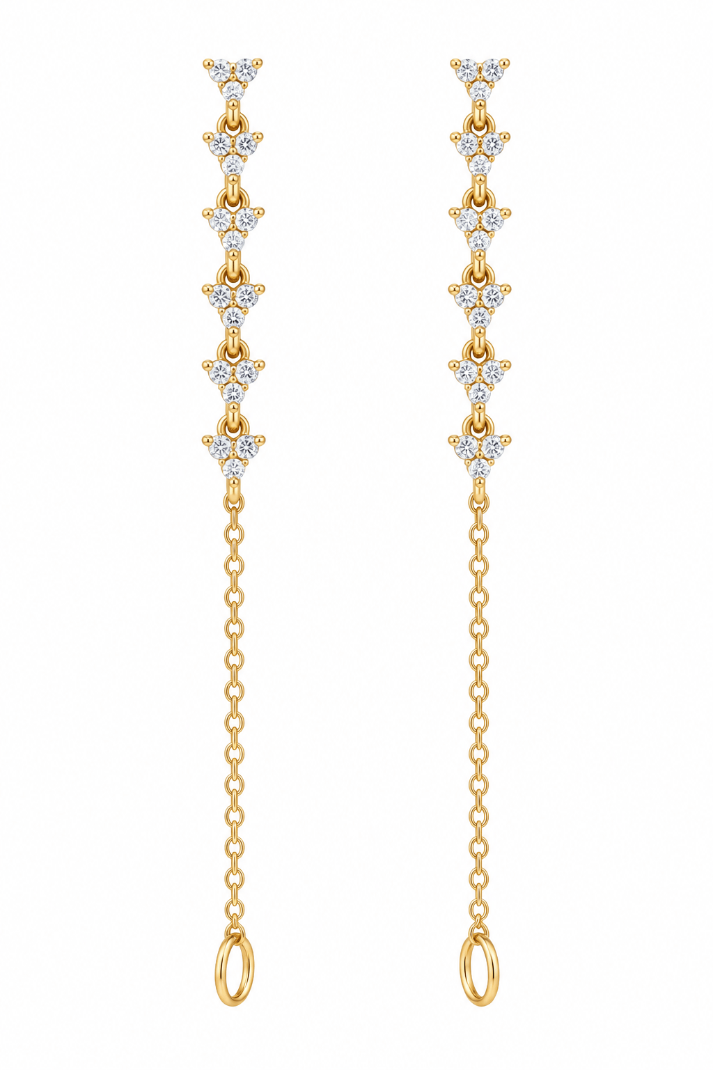 CLA EARRINGS Trio Chain Diamond Yellow Gold Drop Earrings