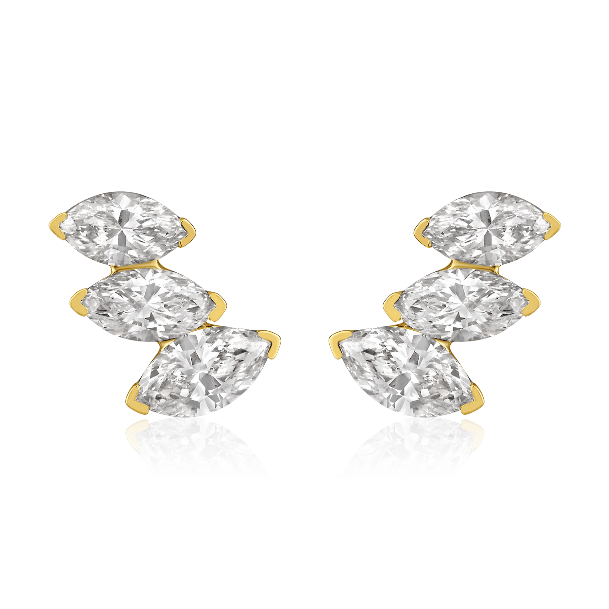Curated Los Angeles EARRINGS Trio Marquise Diamond Prong Stud Earrings