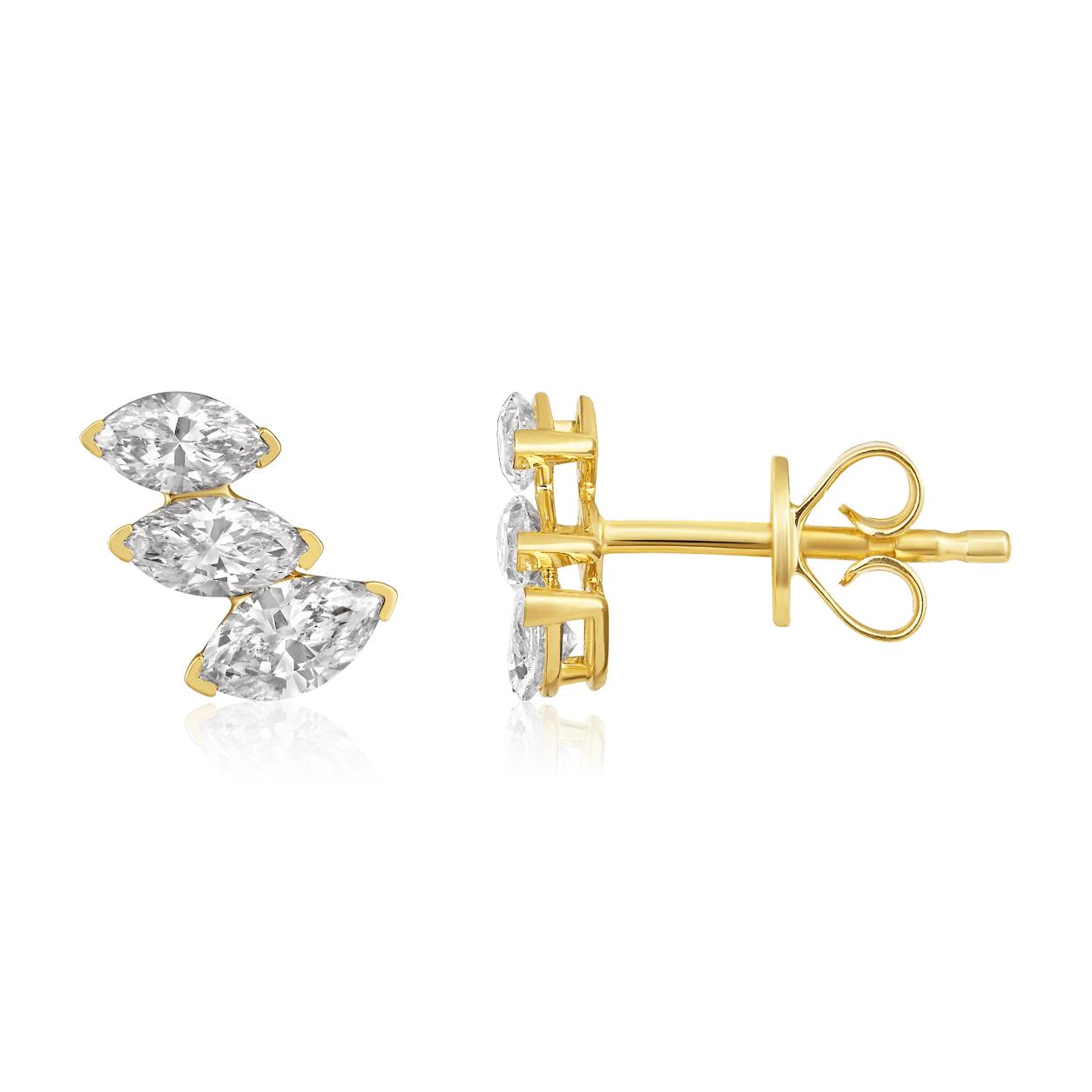 Curated Los Angeles EARRINGS Trio Marquise Diamond Prong Stud Earrings