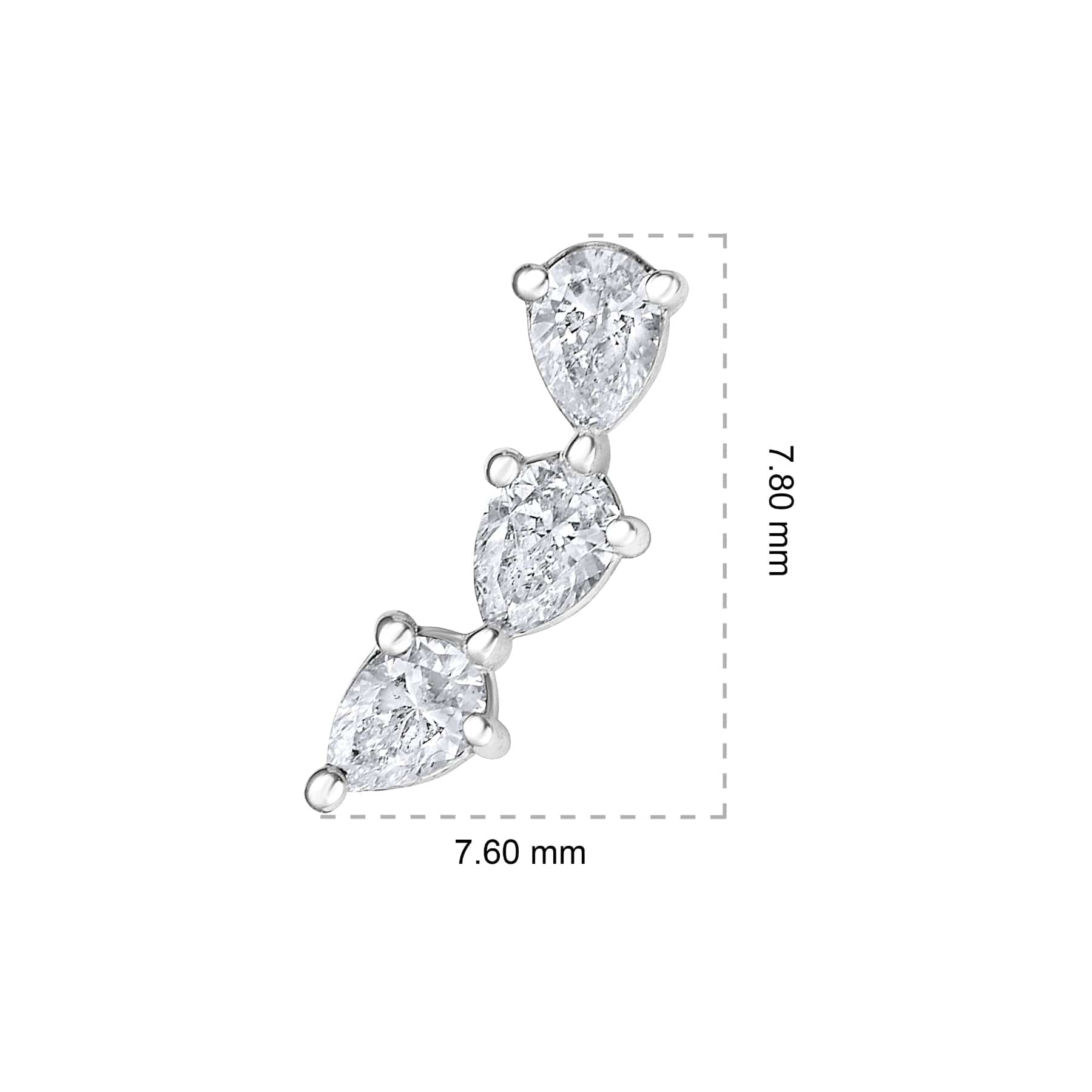 CLA EARRINGS Trio Pear Diamond Curved Stud