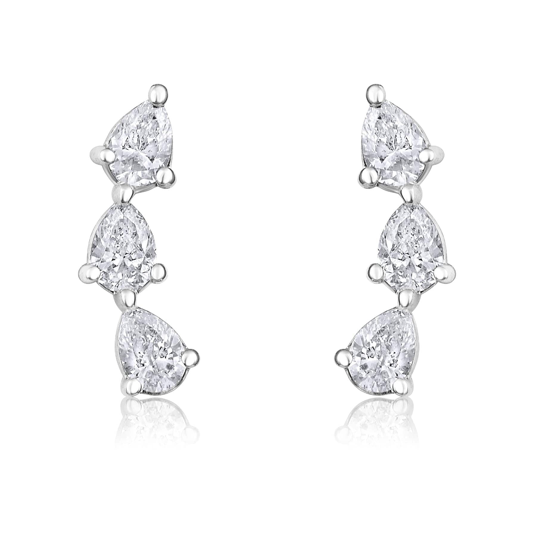 CLA EARRINGS Trio Pear Diamond Curved Stud