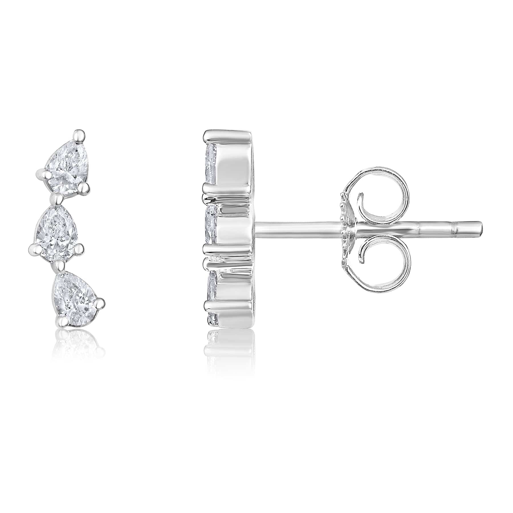 CLA EARRINGS Trio Pear Diamond Curved Stud