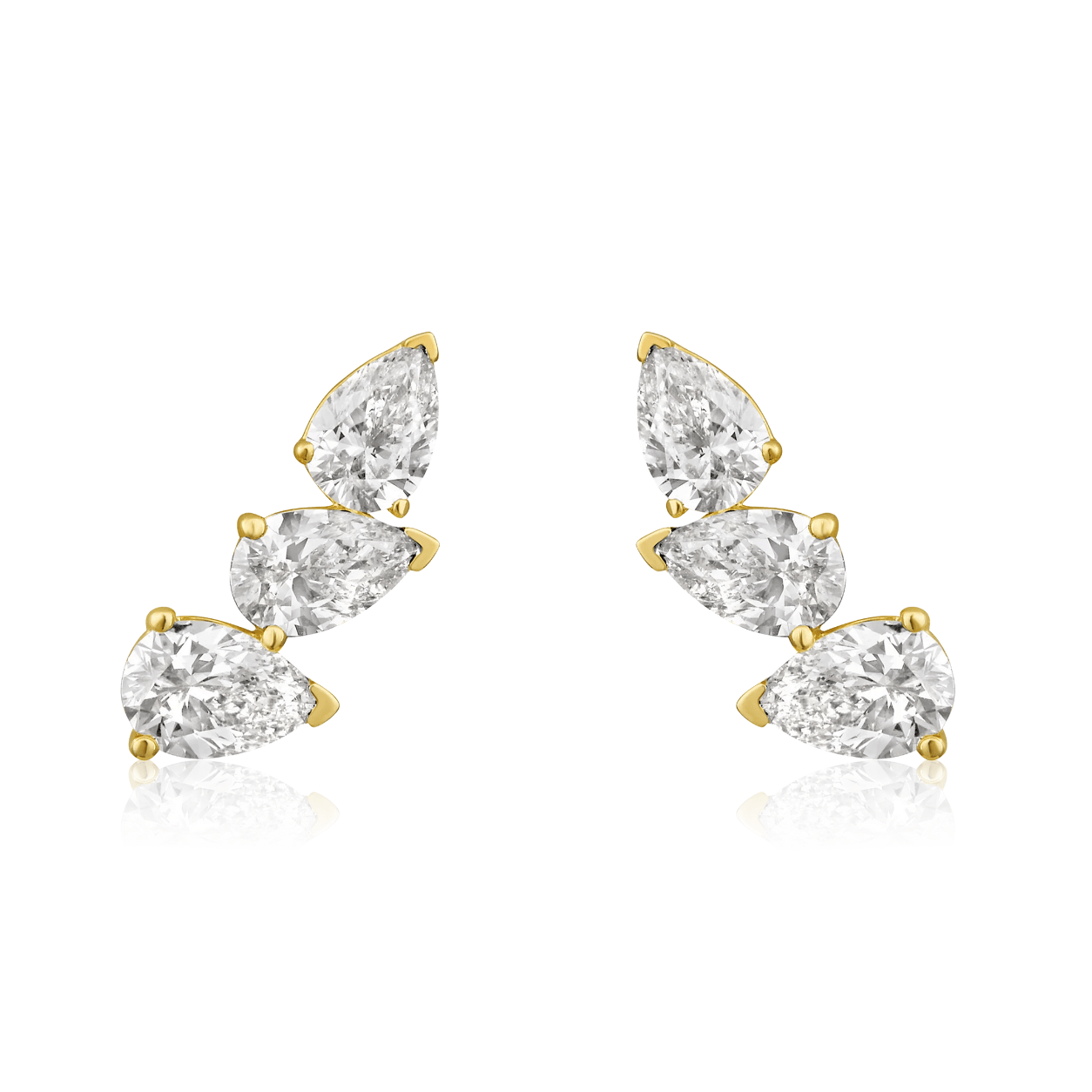 Curated Los Angeles EARRINGS Trio Pear Diamond Prong Stud Earrings