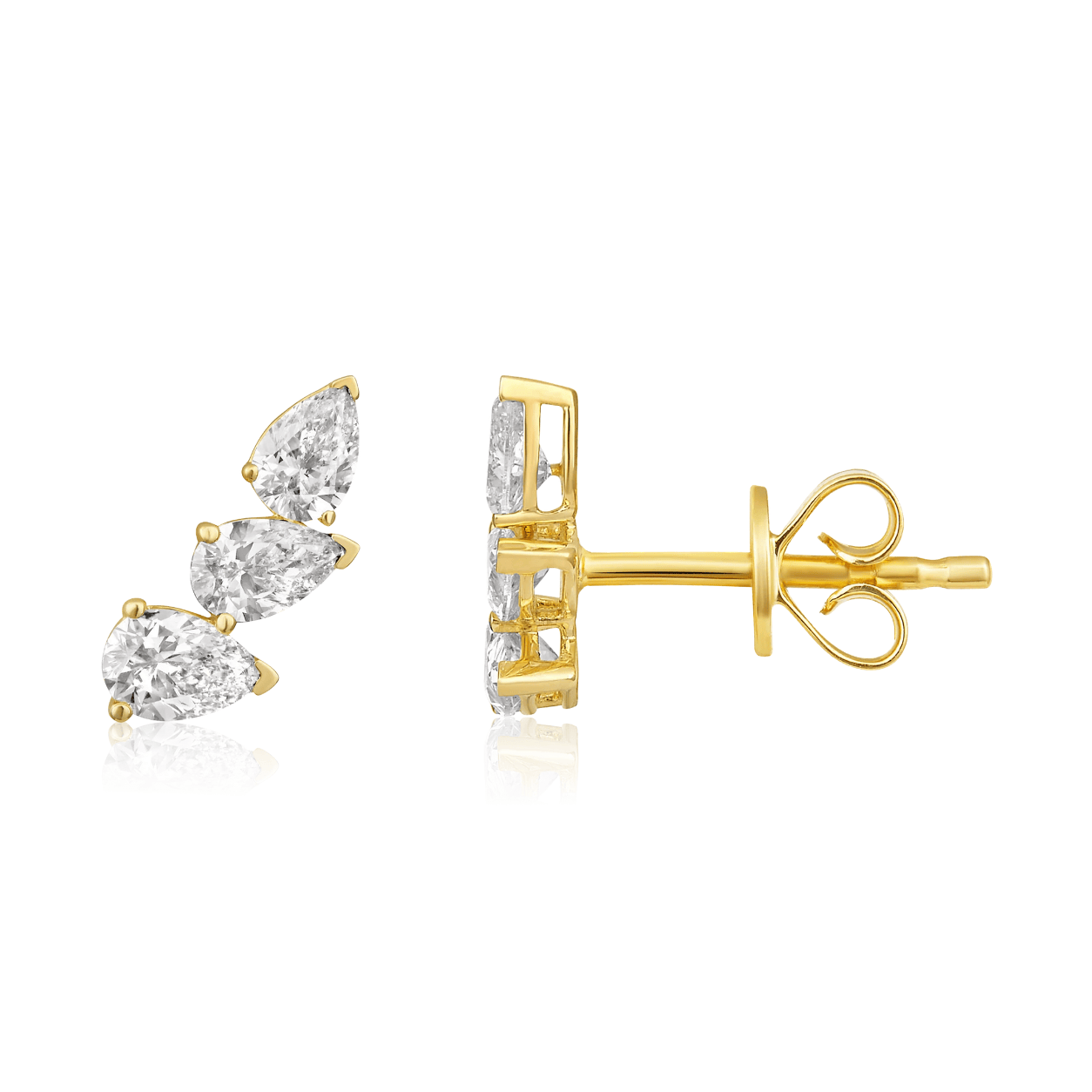 Curated Los Angeles EARRINGS Trio Pear Diamond Prong Stud Earrings