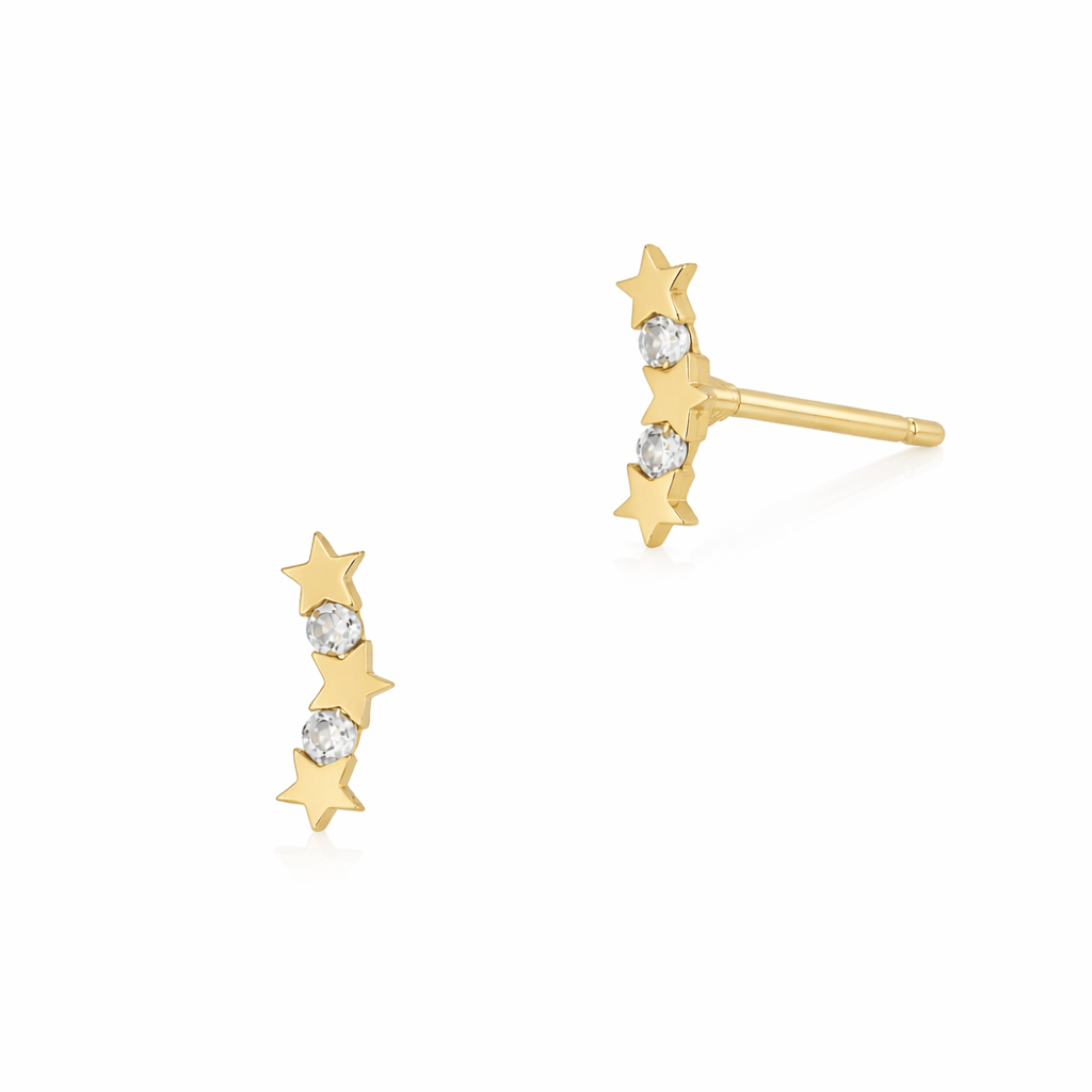 Curated Los Angeles Earrings Triple Star Diamond Studs