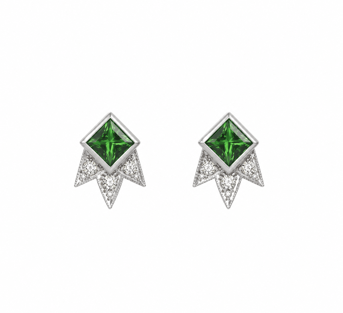 M SPALTEN EARRINGS Tsavorite Garnet and Diamond Shooting Star Stud Earrings
