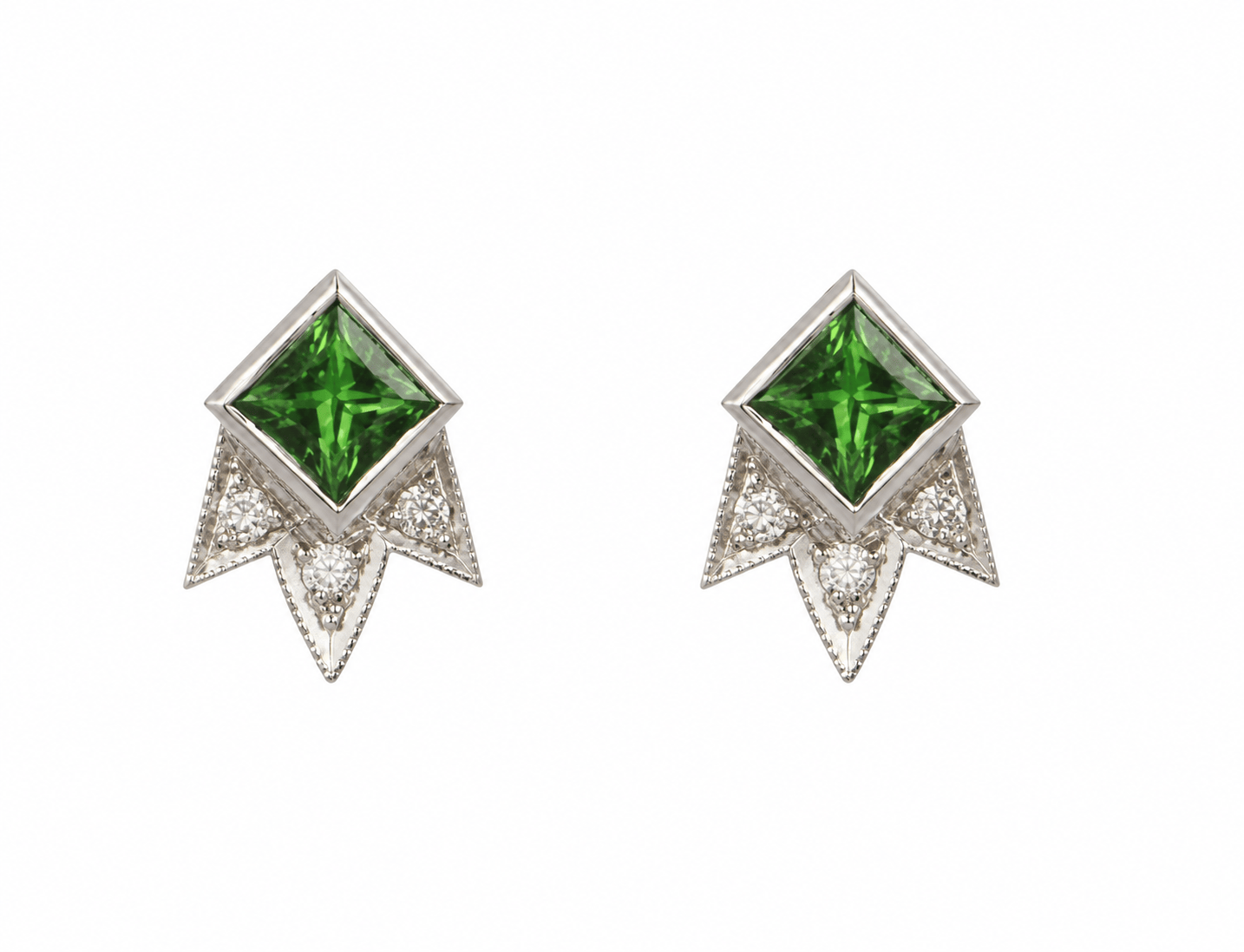 M SPALTEN EARRINGS Tsavorite Garnet and Diamond Shooting Star Stud Earrings