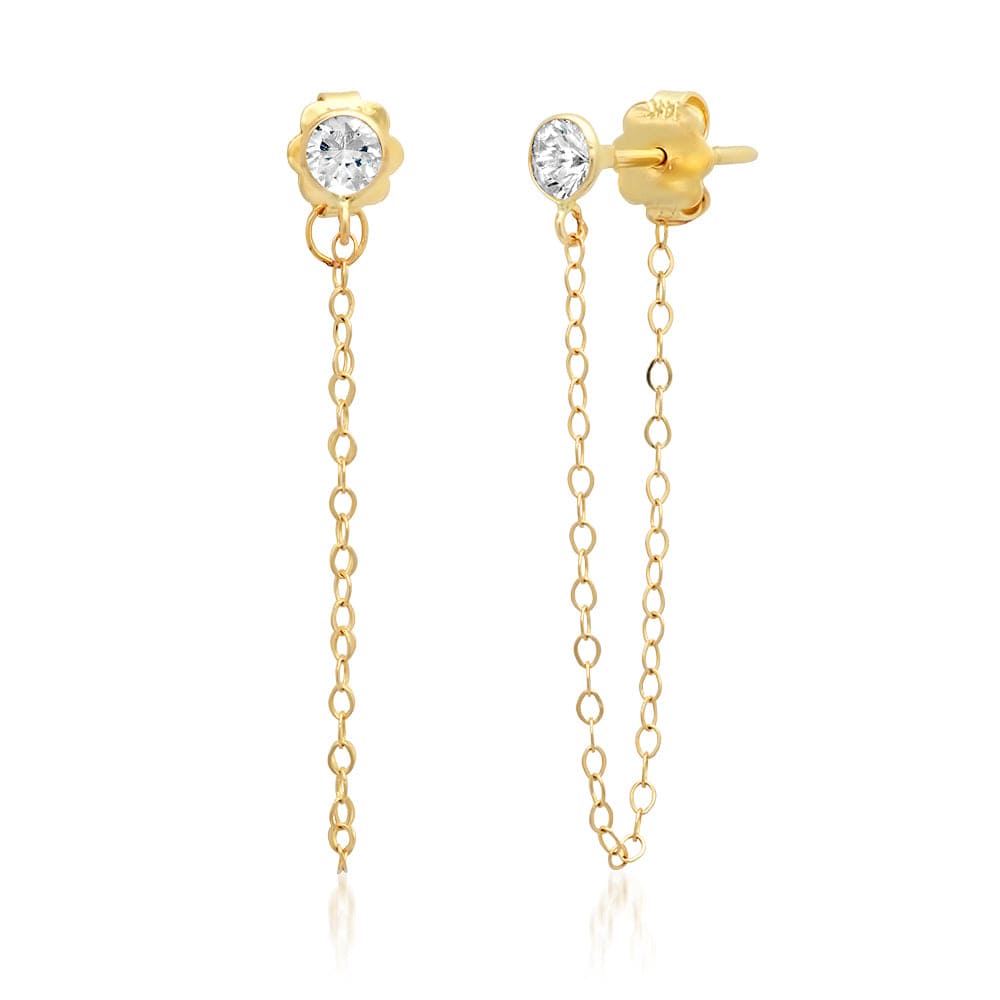 CAITLIN NICOLE JEWELRY EARRINGS White Sapphire Chain Drop Earrings