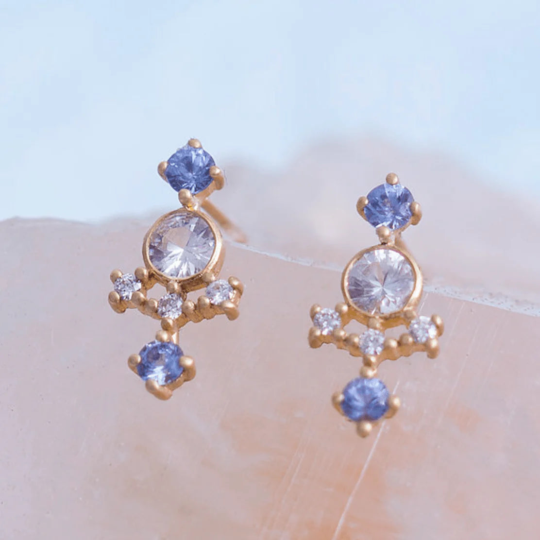 Echo Studs with Sapphires and Diamonds