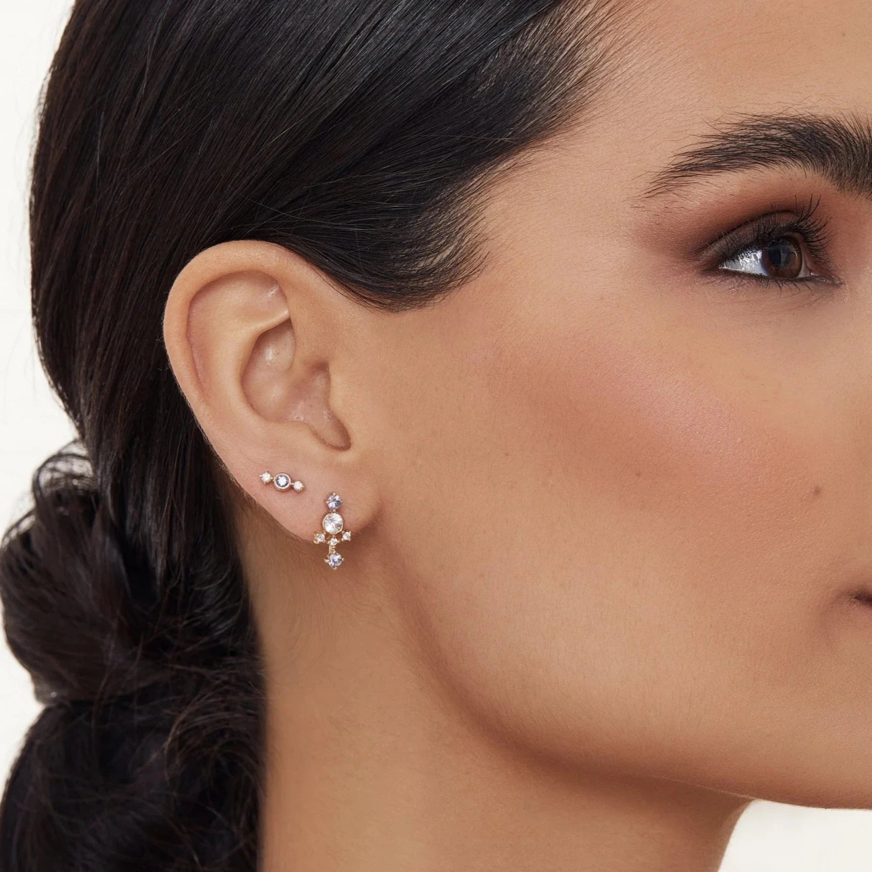 Echo Studs with Sapphires and Diamonds