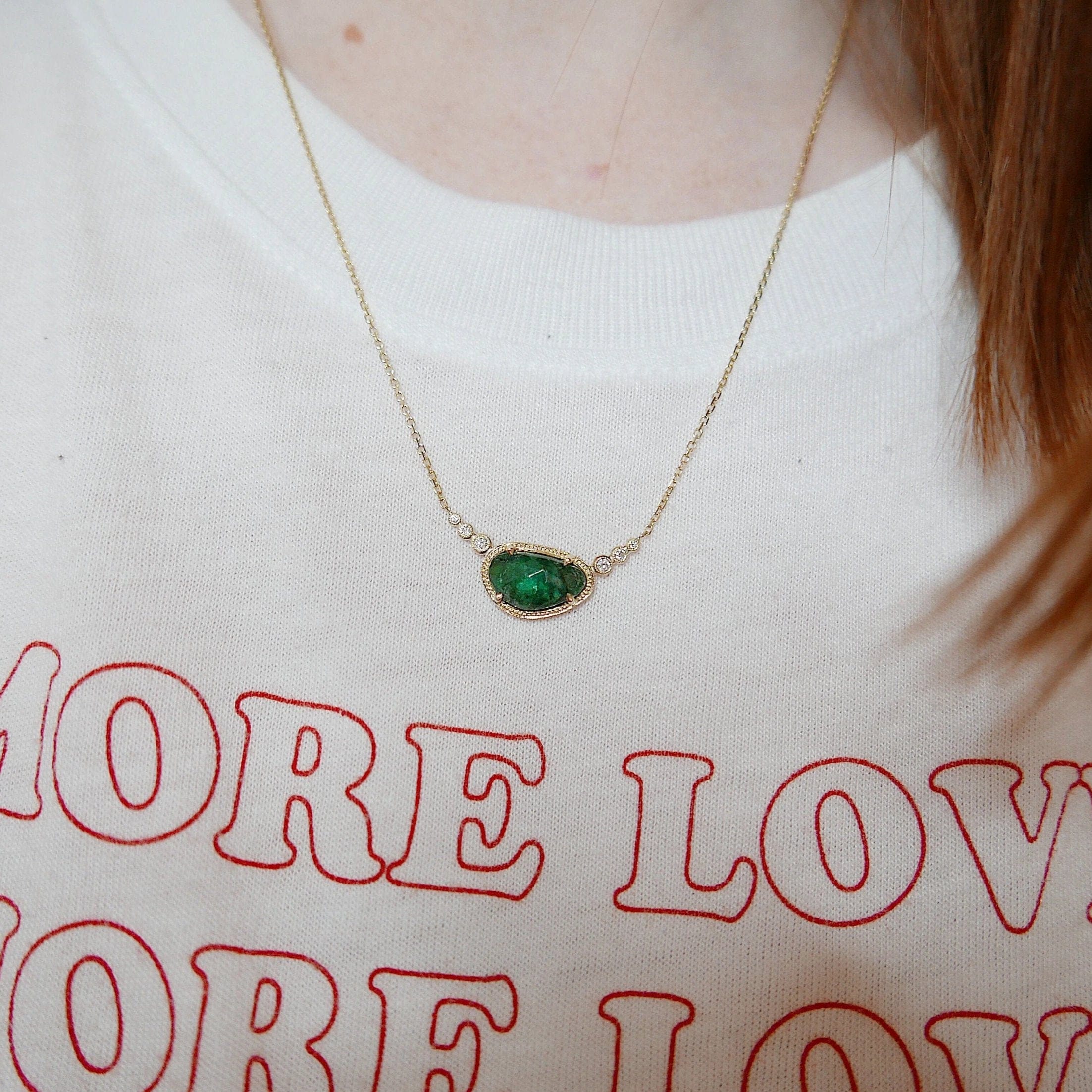 Mason Grace Jewelry Ellipsis Emerald & Diamond Necklace