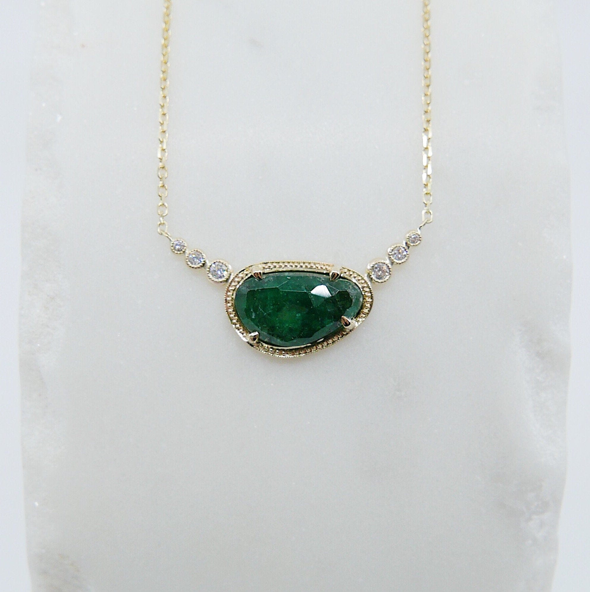 Mason Grace Jewelry Ellipsis Emerald & Diamond Necklace