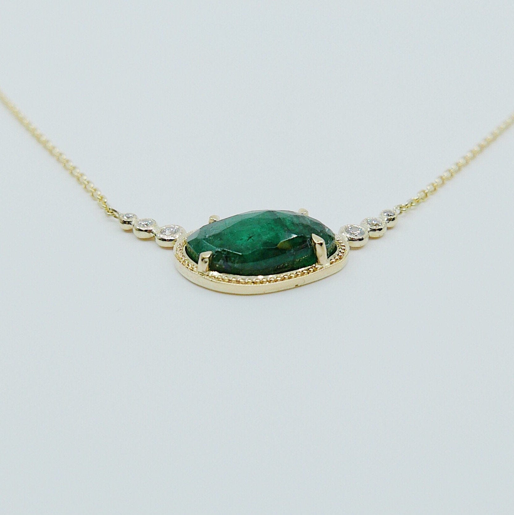 Mason Grace Jewelry Ellipsis Emerald & Diamond Necklace