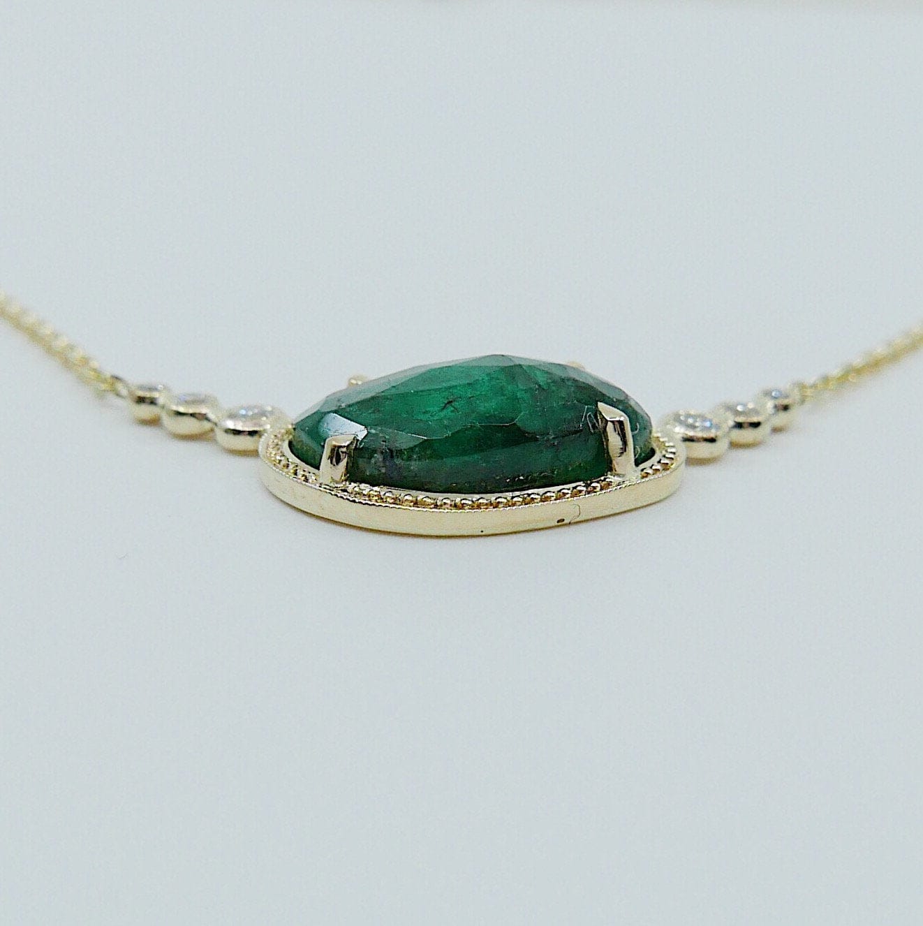 Mason Grace Jewelry Ellipsis Emerald & Diamond Necklace