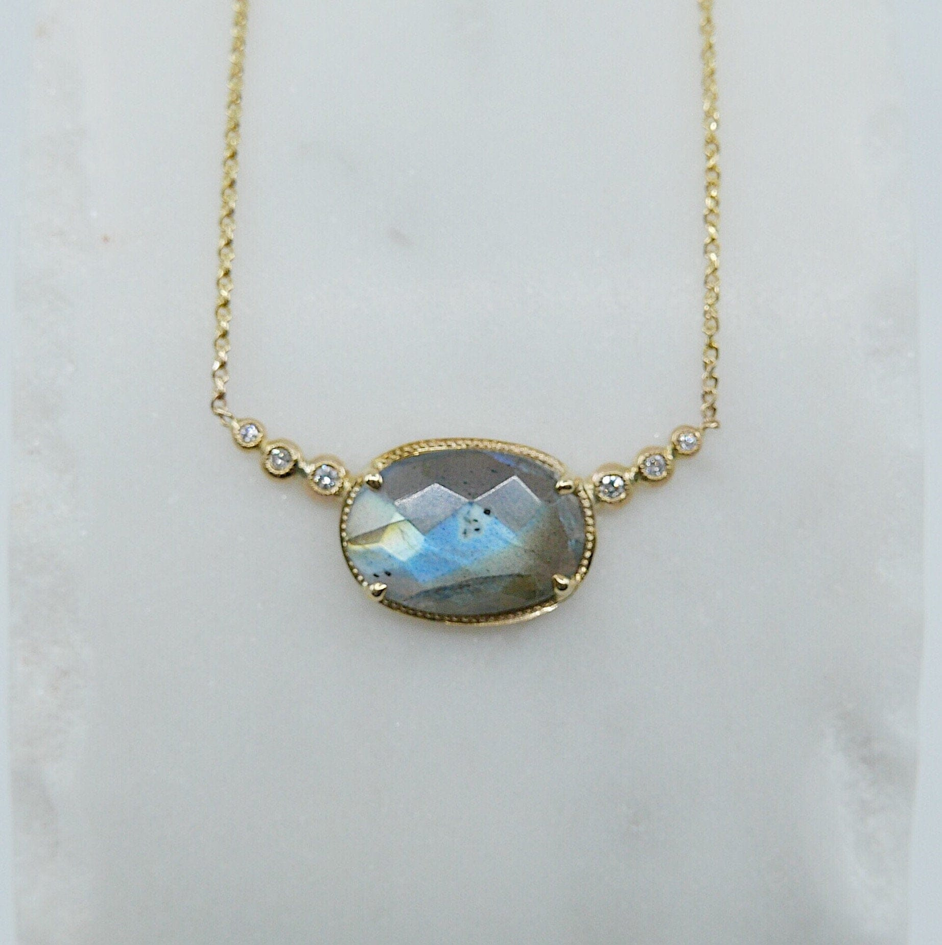 Mason Grace Jewelry Ellipsis Labradorite & Diamond Necklace
