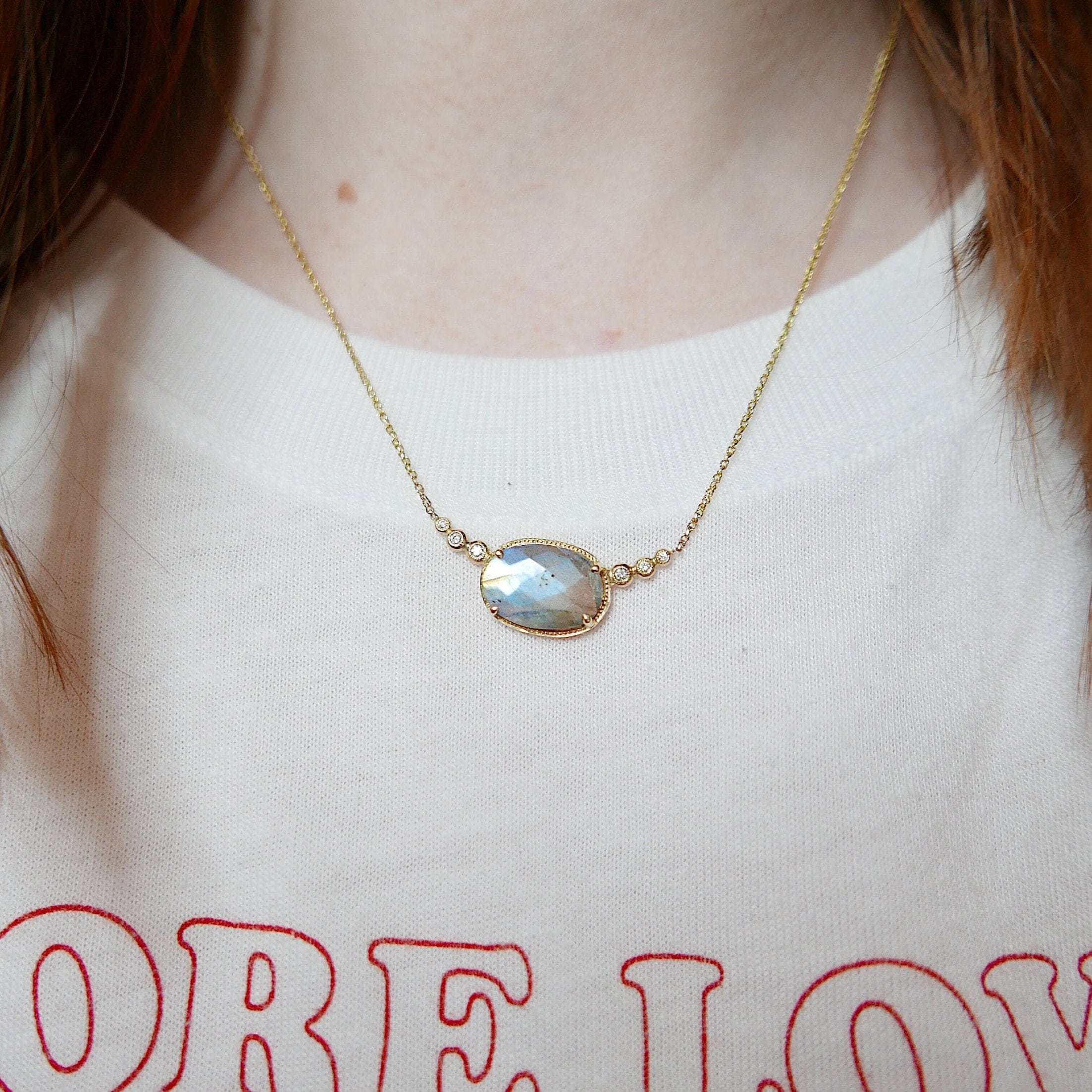 Mason Grace Jewelry Ellipsis Labradorite & Diamond Necklace