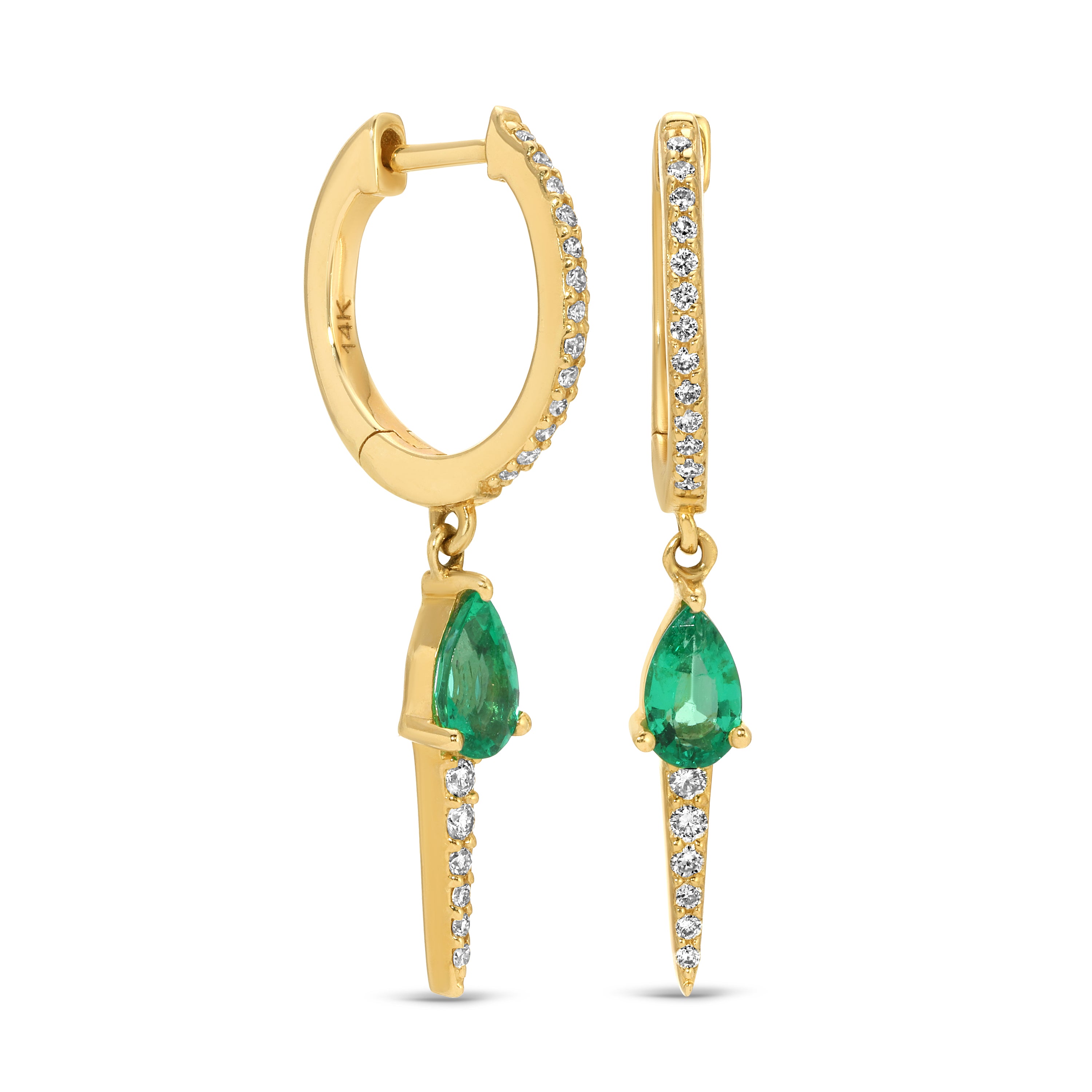 Emerald and Diamond Drop Earrings – Touch of Green Elegance