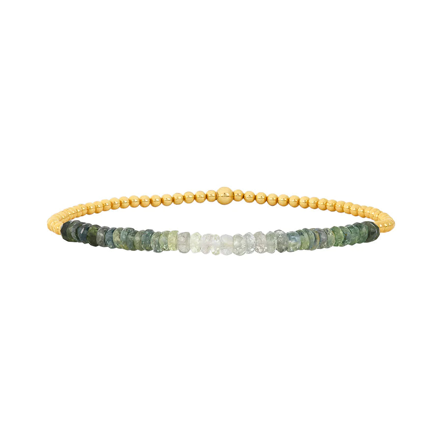 2mm Gold and Envy Sapphire Ombre Beaded Bracelet