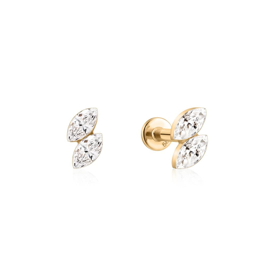 Curated LA Flat Back Stud Earrings 14K Yellow Gold Marquise Lab-Grown Diamond Flat Back Stud Earrings (0.32 CTW)