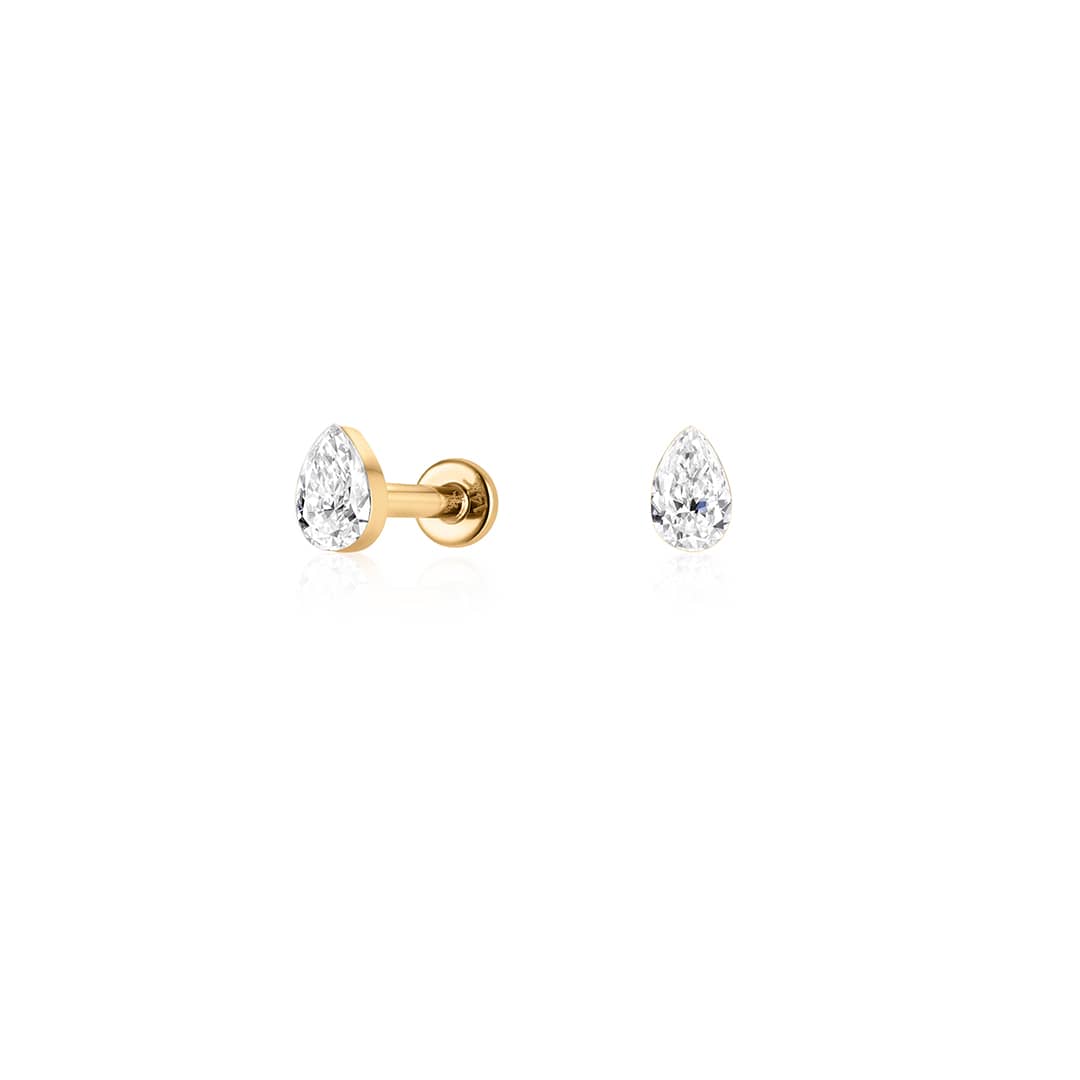 Curated LA Flat Back Stud Earrings 14K Yellow Gold Pear Lab-Grown Diamond Flat Back Stud Earrings (0.24 CTW)