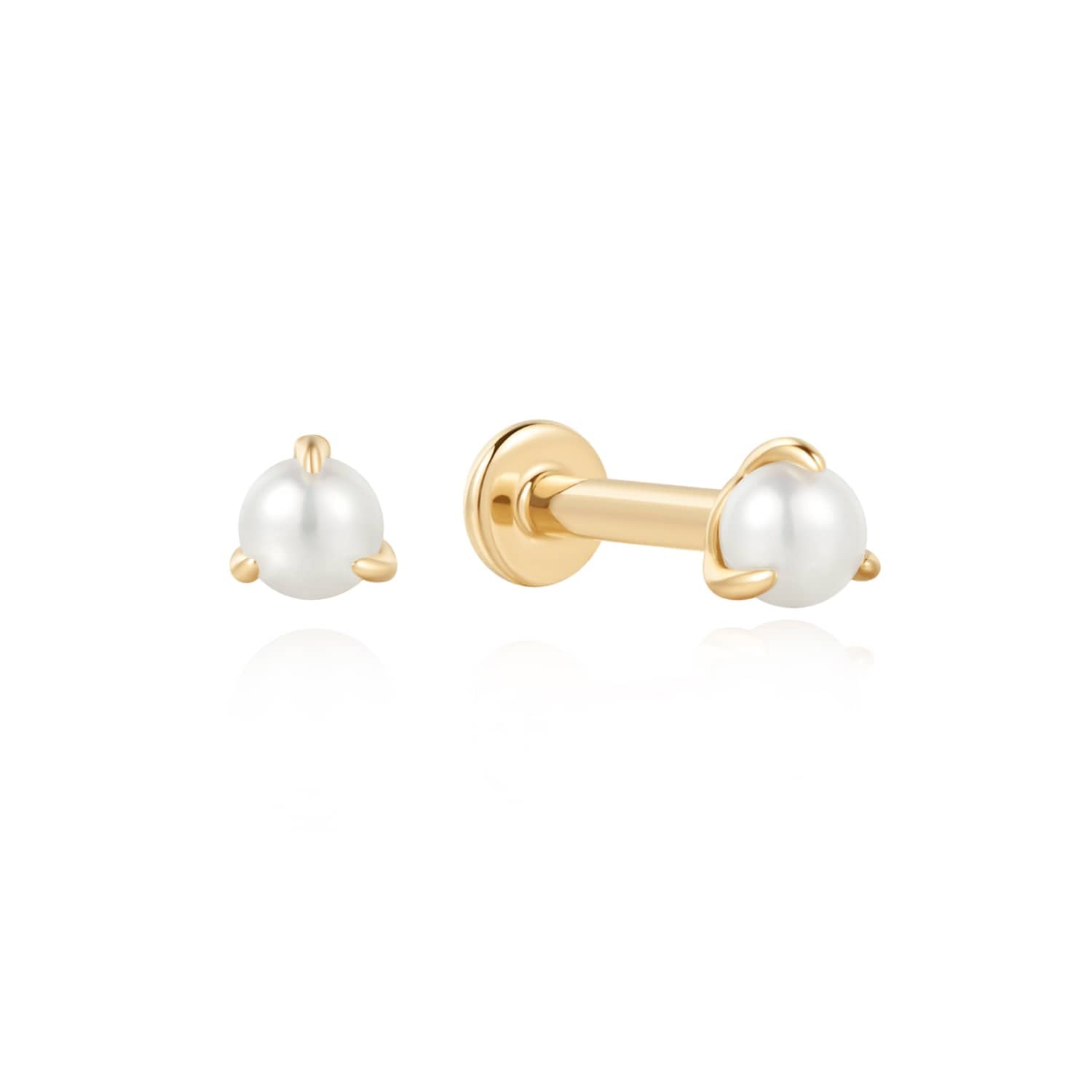 Curated LA Flat Back Stud Earrings 14K Yellow Gold Pearl Flat Back Stud Earrings