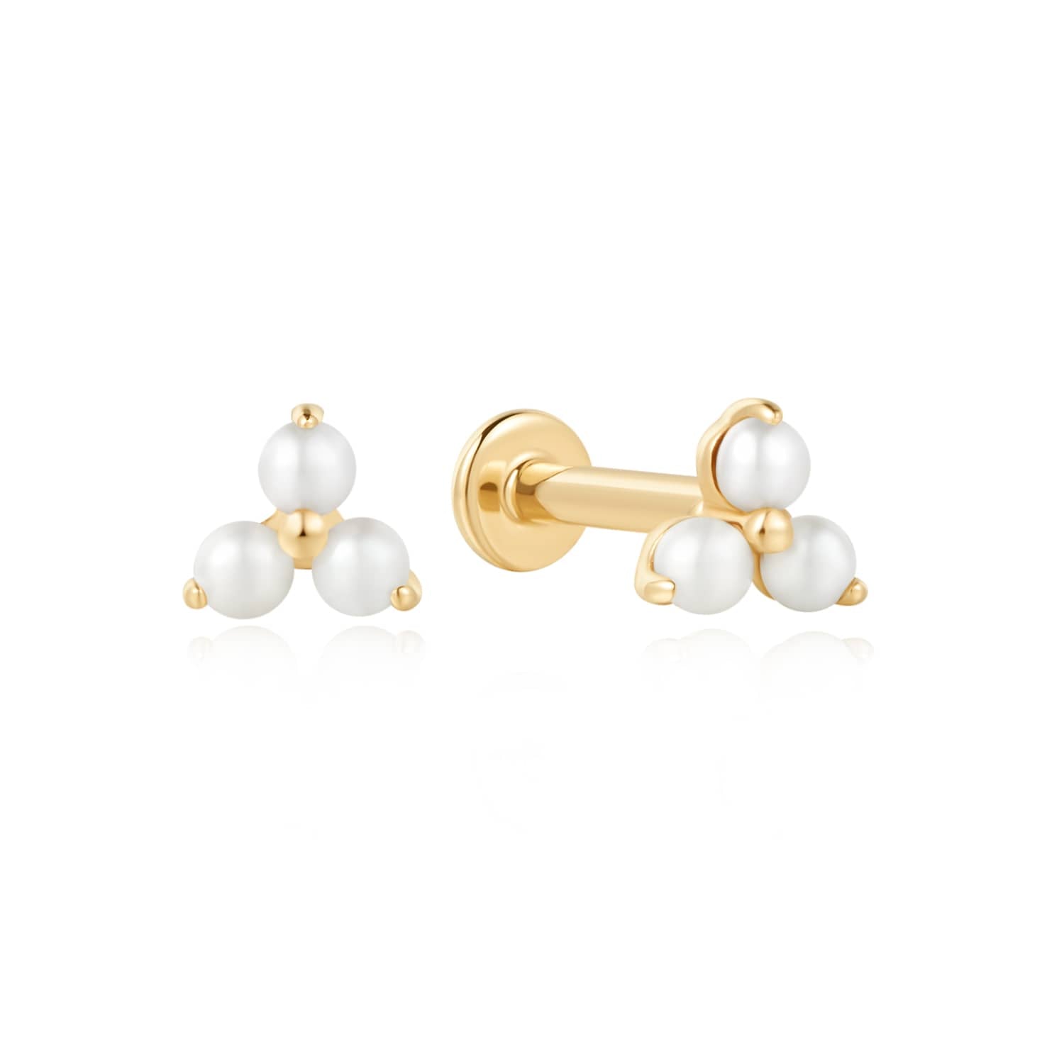 Curated LA Flat Back Stud Earrings 14K Yellow Gold Pearl Flat Back Stud Earrings