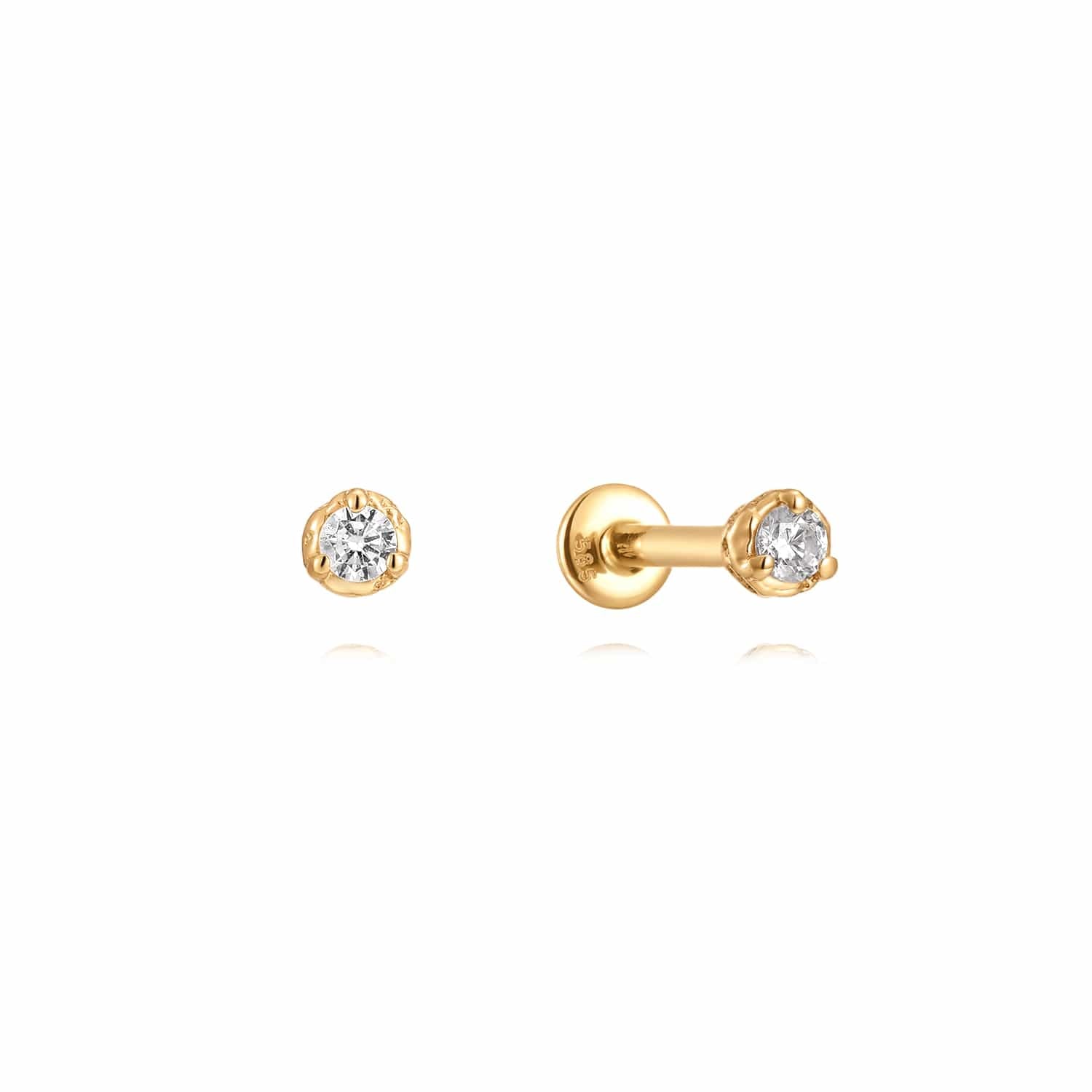 Curated LA Flat Back Stud Earrings 14K Yellow Gold Round Diamond Flat Back Stud Earrings (0.034 CTW)