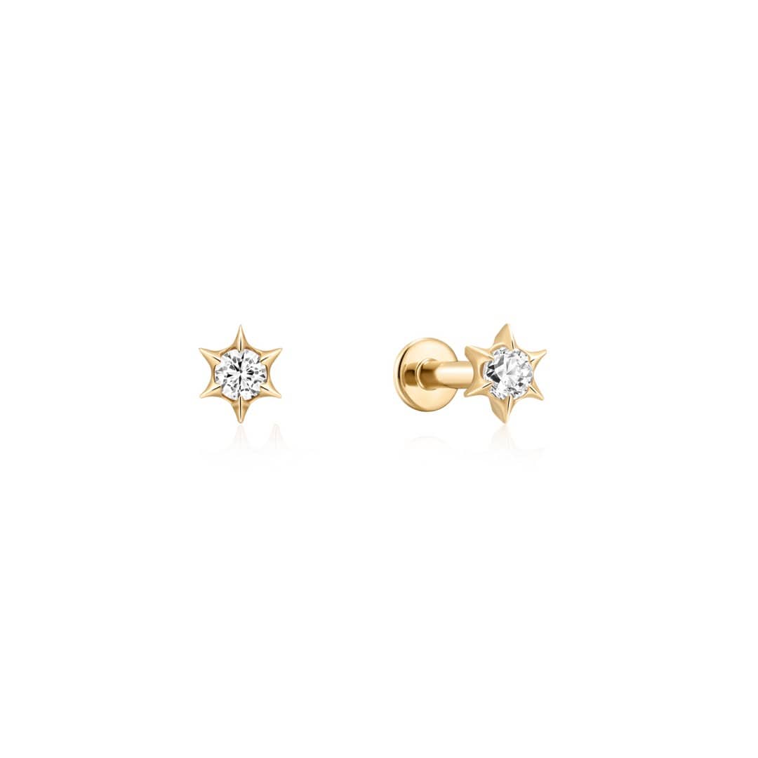 Curated LA Flat Back Stud Earrings 14K Yellow Gold Round Diamond Flat Back Stud Earrings (0.07 CTW)