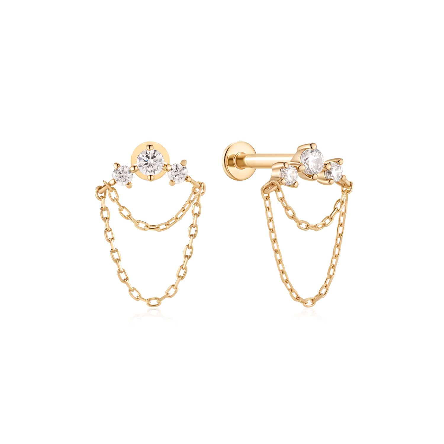Curated LA Flat Back Stud Earrings 14K Yellow Gold Round Lab-Grown Diamond Flat Back Stud Earrings (0.12 CTW)