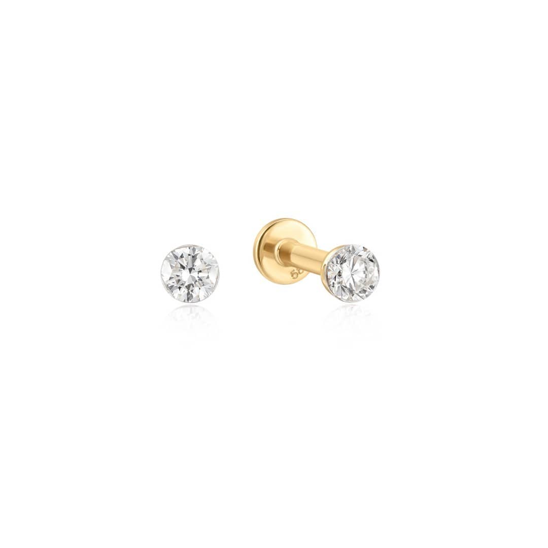 Curated LA Flat Back Stud Earrings 14K Yellow Gold Round Lab-Grown Diamond Flat Back Stud Earrings (0.136 CTW)