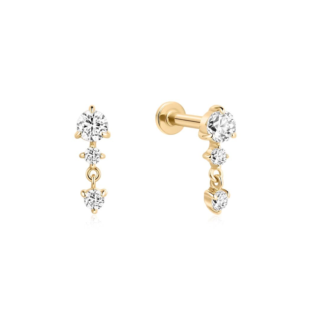 Curated LA Flat Back Stud Earrings 14K Yellow Gold Round Lab-Grown Diamond Flat Back Stud Earrings (0.26 CTW)