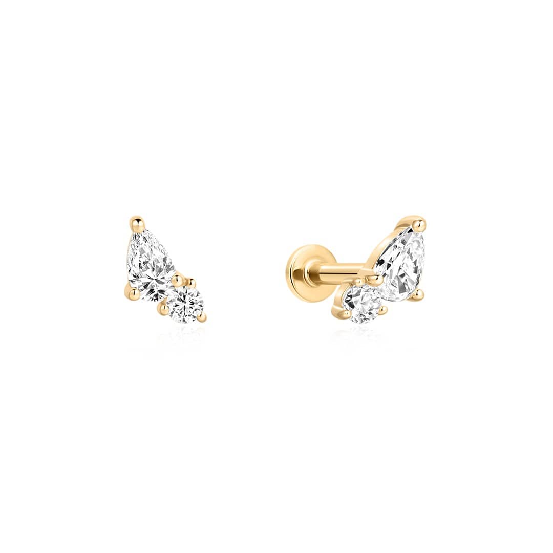 Curated LA Flat Back Stud Earrings 14K Yellow Gold Round Lab-Grown Diamond Flat Back Stud Earrings (0.3 CTW)