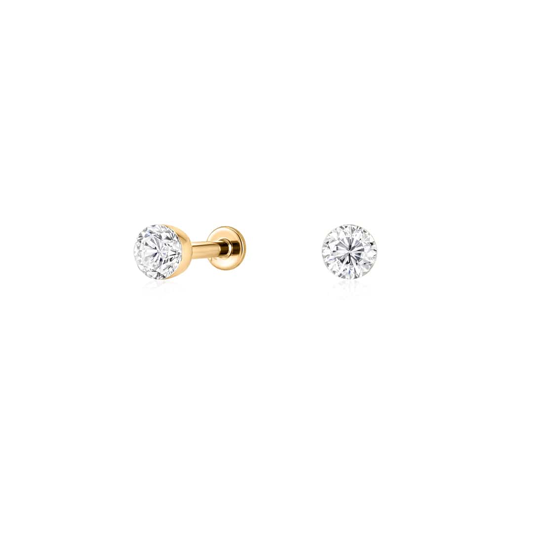 Curated LA Flat Back Stud Earrings 14K Yellow Gold Round Lab-Grown Diamond Flat Back Stud Earrings (0.34 CTW)