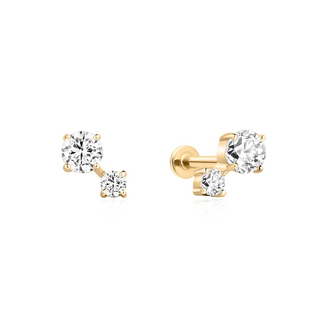 Curated LA Flat Back Stud Earrings 14K Yellow Gold Round Lab-Grown Diamond Flat Back Stud Earrings (0.446 CTW)