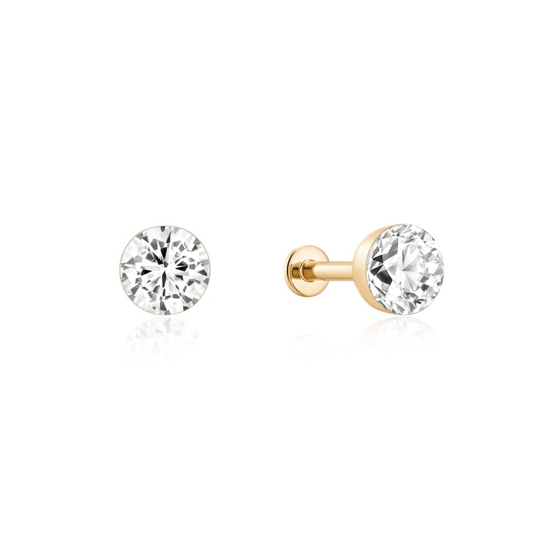 Curated LA Flat Back Stud Earrings 14K Yellow Gold Round Lab-Grown Diamond Flat Back Stud Earrings (1 CTW)