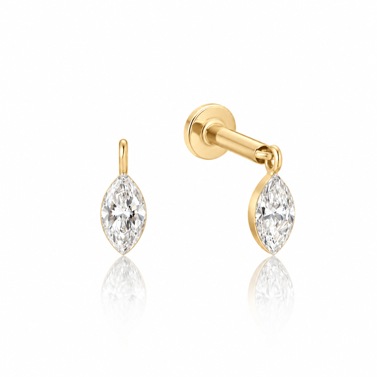 Curated LA Flat Back Stud Earrings Marquise Lab-Grown Diamond Flat Back Stud Earrings