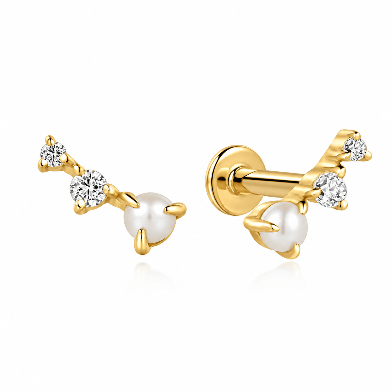 Curated LA Flat Back Stud Earrings Pearl and Diamond Cluster Flat Back Stud Earrings