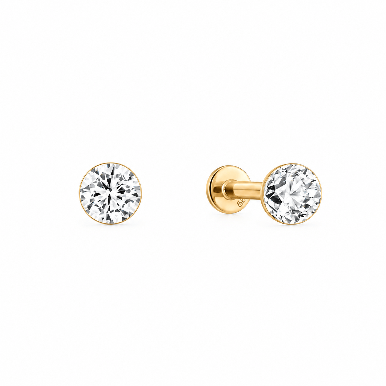 Curated LA Flat Back Stud Earrings Round Lab-Grown Diamond Flat Back Stud Earrings