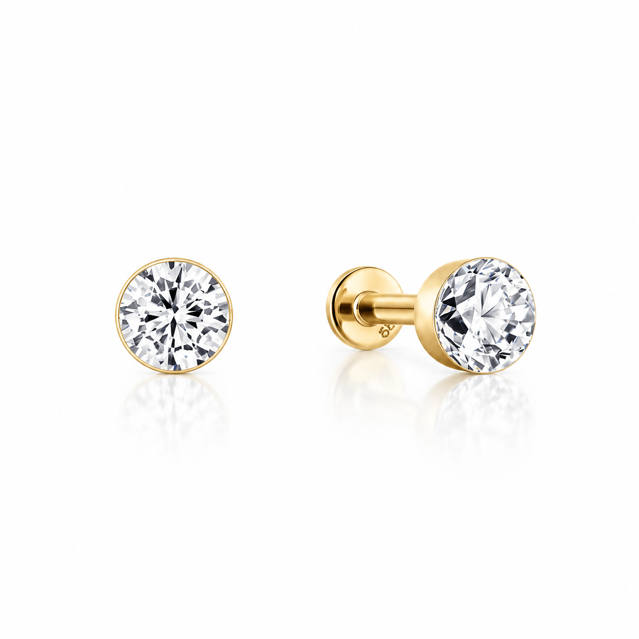 Curated LA Flat Back Stud Earrings Round Lab-Grown Diamond Flat Back Stud Earrings