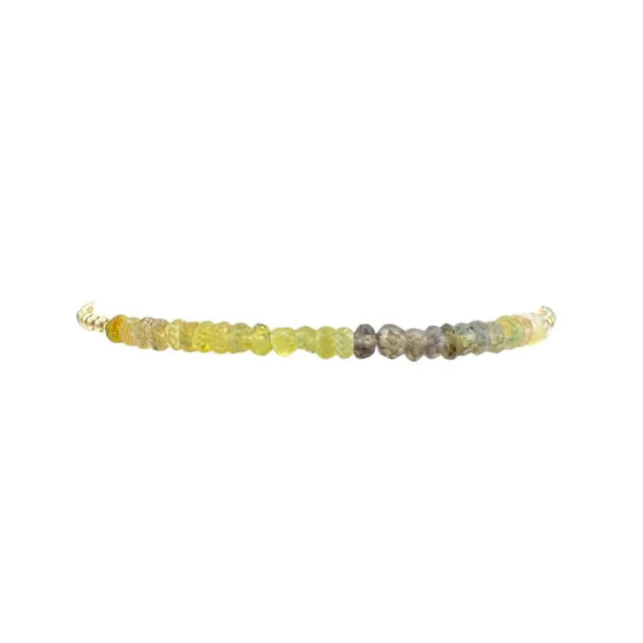 2mm Gold and Forest Sapphire Ombre Beaded Bracelet