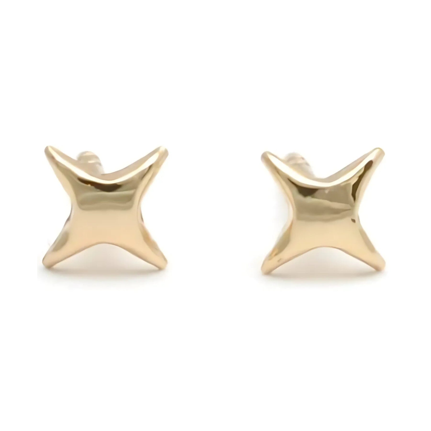 Four Point Yellow Gold Twinkling Star Studs