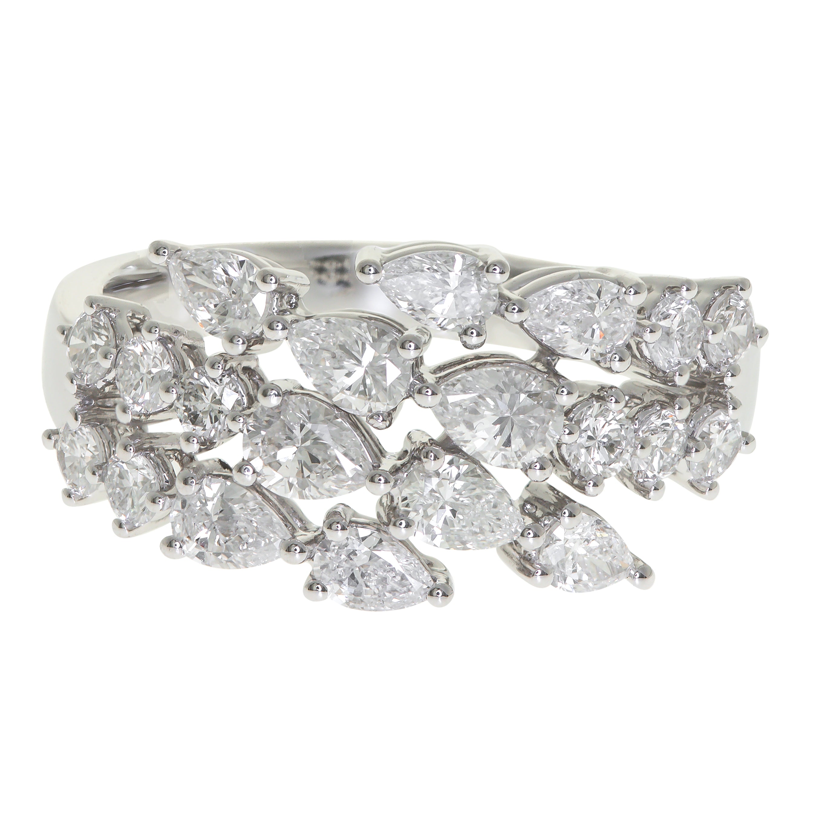 Four Row Pear Lab Diamond Wrap Ring – Dazzling Fusion of Elegance
