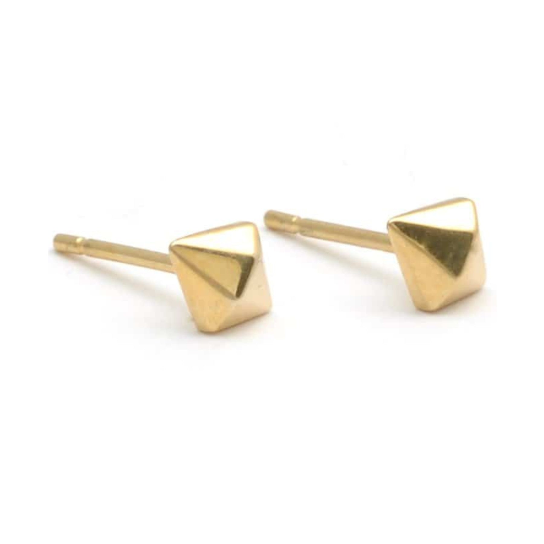 Geometric Yellow Gold Diamond Shape Studs
