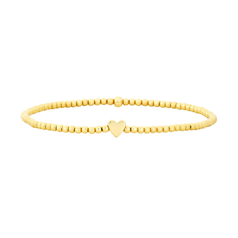 2MM YELLOW GOLD BRACELET WITH 14K HEART BEAD