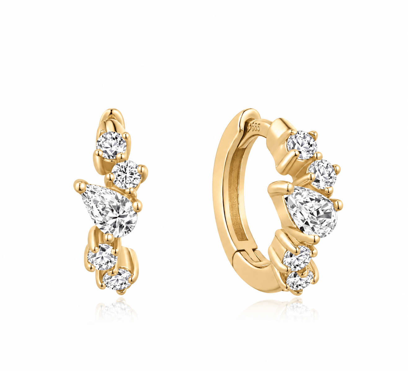 Curated LA Huggie Earrings Round and Pear Lab-Grown Diamond Huggie Earrings