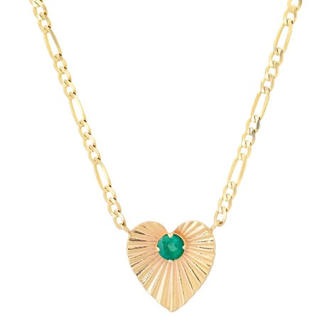 Emerald Fluted Heart Necklace