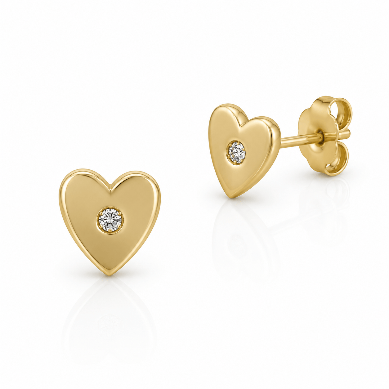 Curated Los Angeles Large Heart Studs with Diamond Center
